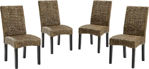 Miniatura 4 de Crosley Furniture Edgewater - Juego de 4 sillas de comedor de ratán de fibra natural tejidas a mano, color hierba marina