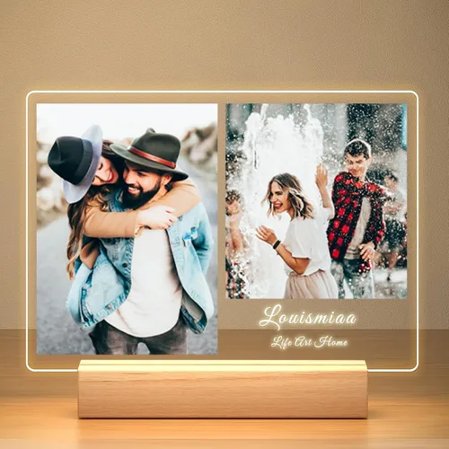 Miniatura 9 de LOUISMIAA Marcos de fotos personalizados, marco de fotos con luz nocturna, marco de fotos personalizado, regalos personalizados para aniversario
