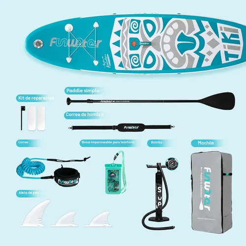 Miniatura 4 de FunWater 8'/10'/10'6"/11'6" Inflatable Stand Up Paddle Board with Premium SUP Paddleboard Accessories, Wide Stable Anti-Slip EVA Deck,Paddle Boards