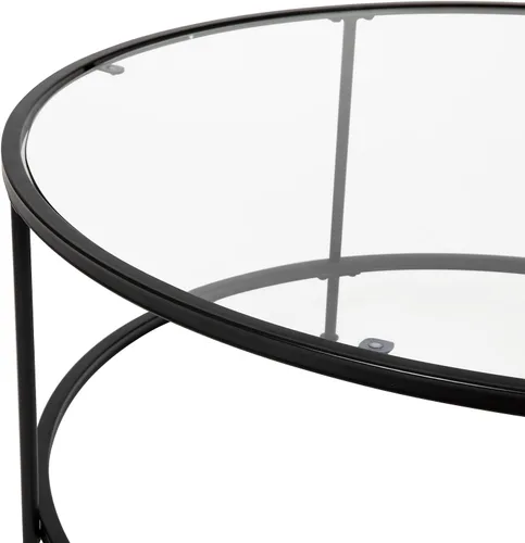 Miniatura 5 de Flash Furniture Astoria Collection - Mesa de centro redonda, moderna mesa de centro de cristal transparente, marco dorado mate