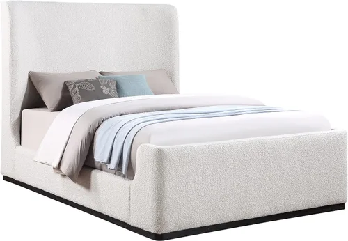 Miniatura 15 de Meridian Furniture OliverCream-T Colección Oliver Modern Cama individual tapizada de tela boucle contemporánea con acabado de cepillo de alambre