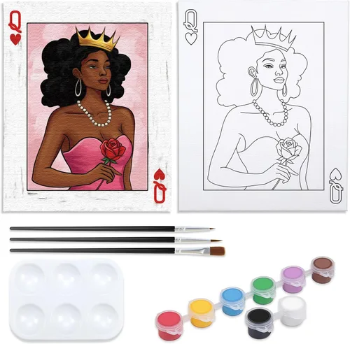 Miniatura 10 de Kit de Fiesta de Pintura en Lienzo Pre-Dibujado para Pintar y Sorber para Adultos Niña con Auriculares Kit de Pintura Regalo de Cumpleaños (8x10)