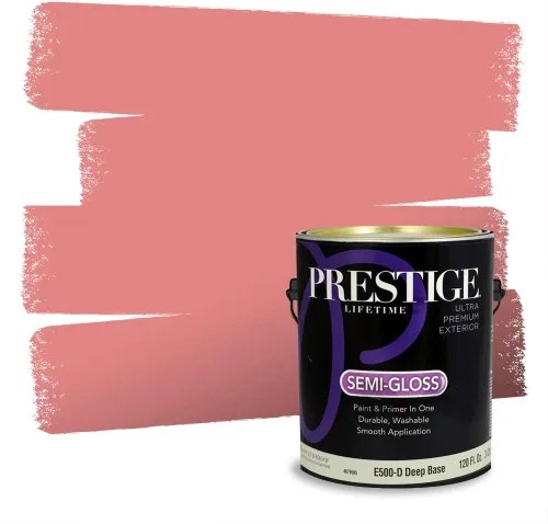 Miniatura 179 de Prestige Paints Pintura exterior e imprimación en uno, 1 galón, plano, coincidencia comparable de Valspar* Amber Rose*
