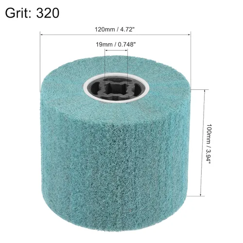 Miniatura 2 de uxcell Rueda de pulido no tejida de 4.724 inx3.937 in Rueda de pulido de nylon de dibujo de alambre de nylon Rueda de aleta abrasiva Grano 320