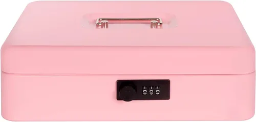 Miniatura 9 de Caja de efectivo con cerradura de combinación, caja de dinero de metal para caja registradora, caja de seguridad grande para dinero 11.8 x 9.4 x