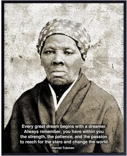 Impresión artística negra de derechos civiles afroamericanos, cita motivacional de Harriet Tubman, decoración del hogar u oficina, regalo inspirador