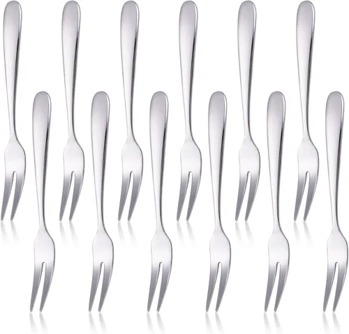 Miniatura 11 de Marfia - Tenedores de postre de acero inoxidable SUS304 de 6 piezas de oro para postres de 5.51 pulgadas, tenedores pequeños para aperitivos