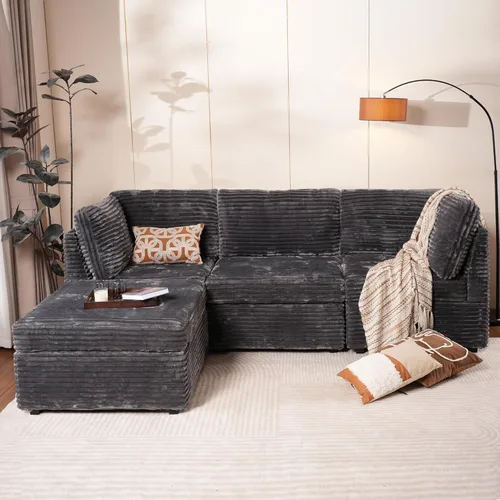 Miniatura 19 de Sofá Seccional Modular Sofá Nube - Sofás Seccionales Cómodos de Gran Tamaño en Forma de L para Sala de Estar, Sofá Cama Sleeper Convertible