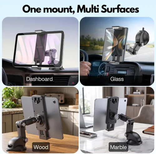 Miniatura 4 de Soporte para tablet para parabrisas de tablero de automóvil, se adapta a dispositivos de 4.5 a 7.25 pulgadas Montaje flexible en salpicadero
