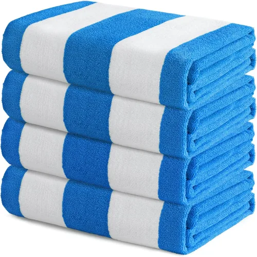 Exclusivo Mezcla Toallas de playa de gran tamaño, paquete de 4 toallas de baño ligeras a rayas cabaña para niños y adultos, extra grandes y Azul