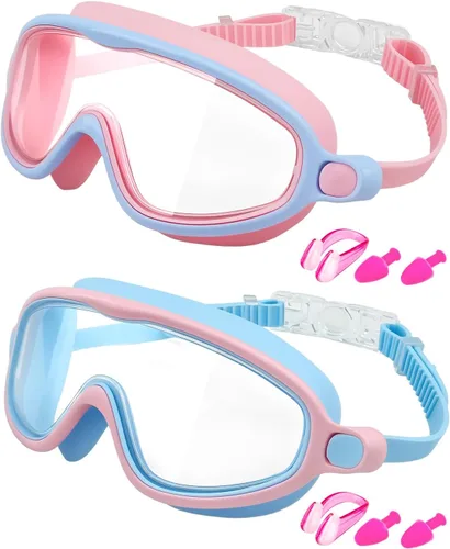 Miniatura 20 de Swim Goggles 2 Pack, Wide View Anti Fog&UV Swimming Goggles for Audlt, No Leaking Swim Glasses for Men Women Kids Aqua & Plata Brillante