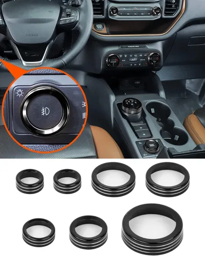 Miniatura 22 de Savadicar CKT01 Billet - Juegos de molduras de perillas de control de aluminio billet, faros/4WD/HVAC, biseles de anillos de perillas de control