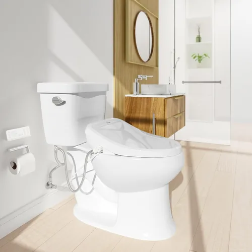 Miniatura 9 de Clirass Asiento de inodoro eléctrico inteligente con bidé, agua caliente y presión ajustable, asiento de inodoro alargado con calefacción y secado