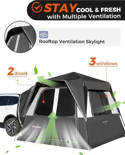Miniatura 6 de KingCamp SUV Tent, Instant 6-8 Person Waterproof & Windproof Tailgate Car Camping Tent with Movie Screen for Family Camping & Outdoor Adventures