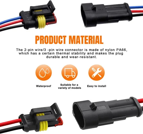 Miniatura 4 de 20 Kits 2 y 3 Pin Conector Enchufe Automotriz Conector Eléctrico 3 Cable Impermeable Conector Rápido Conexión Reemplazo