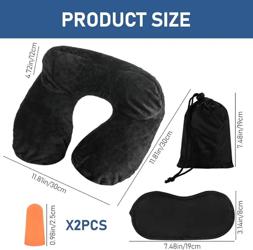 Miniatura 2 de Almohadas de viaje rellenas de aire para dormir, soporte de cuello de avión, almohada de viaje inflable, almohada cervical de viaje para almohada