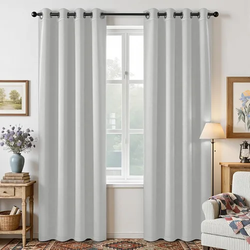 Miniatura 15 de Joydeco - Juego de 2 paneles de cortinas opacas de 63 pulgadas, 2 cortinas largas con aislamiento térmico burg, cortinas de oscurecimiento