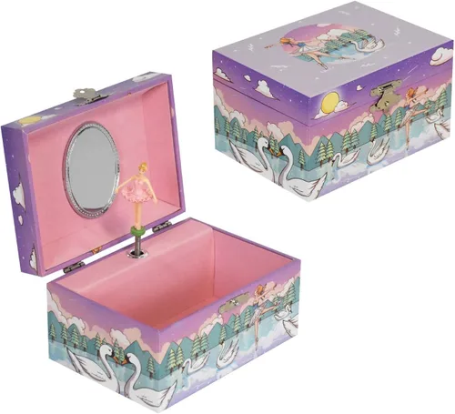 Miniatura 2 de LAxury Joyero musical de 5 pulgadas, diseño de cisne y bailarina, caja de joyería para niños, caja de joyería de bailarina, cajas de joyería