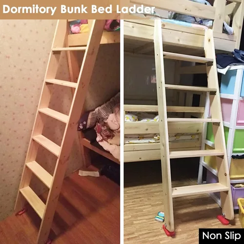 Miniatura 6 de Escalera antideslizante de madera de 60 pulgadas con 5 bandas de rodadura anchas, escalera de seguridad para adultos mayores