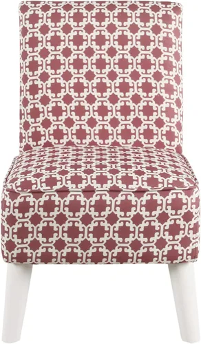 Miniatura 3 de HomePop Silla deslizadora sin brazos moderna juvenil, celosía rosa y blanca