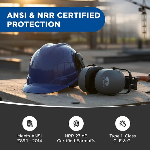 Miniatura 5 de Ridgeline - Casco de seguridad estilo gorra con orejeras incluidas, casco azul