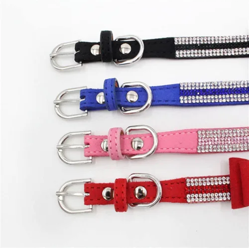 Miniatura 4 de Collar de Perro Pequeño, Collares de Perro con Diamantes de Imitación, Brillantes, Elegantes y con Detalles de Resplandecimiento para Razas XXS, XS