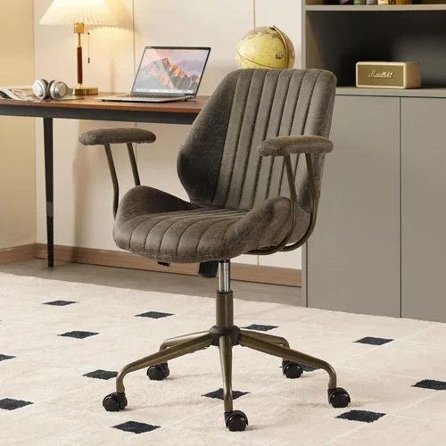 Miniatura 8 de Silla de escritorio para oficina en casa, respaldo alto, ruedas de goma, ergonómicas para computadora, con soporte lumbar, silla giratoria de altura