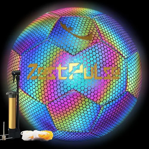 Balón de fútbol holográfico reflectante tamaño 3, 4 y 5 para niños y adultos, alta visibilidad para juegos nocturnos y entrenamiento, regalo ideal