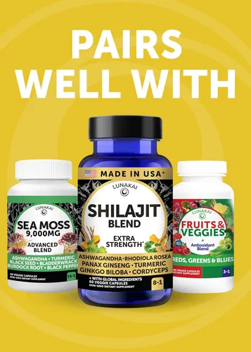 Miniatura 10 de Lunakai Cápsulas puras de Shilajit fabricadas en Estados Unidos con Ashwagandha, Rhodiola y Cordyceps - Extracto de Shilajit extra fuerte