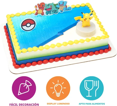 Miniatura 2 de DecoSet® Pokémon Decoración de Pastel de Pikachu con Luz, Juego de Decoración de 3 Piezas, Decoraciones de Cumpleaños Para Pasteles de Todos
