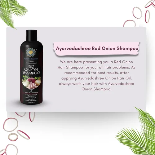 Miniatura 2 de AYURVEDASHREE Champú de cebolla roja para el crecimiento del cabello y control de caídas del cabello, con hoja de curry, hibisco, alanket indio
