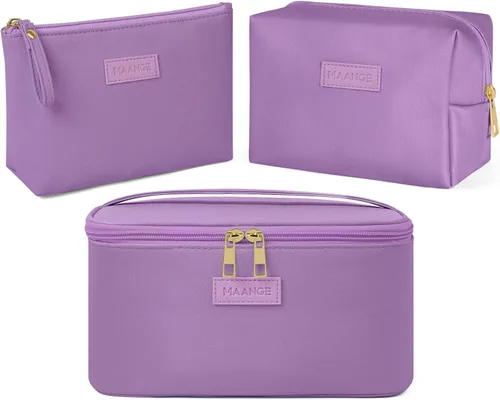 Miniatura 9 de MAANGE Bolsa de Maquillaje - Bolsa de Cosméticos Grande con 2pcs Bolsas de Maquillaje Pequeñas Bolsa de Maquillaje de Cuero Portátil de Viaje Juego