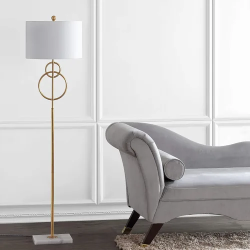 Miniatura 6 de JONATHAN Y Lámpara de pie LED de hoja dorada de 60 pulgadas con base de mármol, luz de pie contemporánea para sala de estar, dormitorio, pantalla