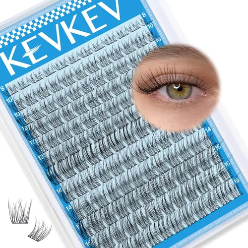 Miniatura 20 de KEVKEV Racimos de pestañas 144 unidades, racimos de pestañas naturales tenues, extensión de pestañas de banda fina y suave, mezcla de longitudes