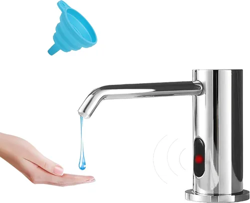 Miniatura 12 de Dispensador de jabón automático sin contacto para fregadero de cocina y baño, dispensador de jabón eléctrico comercial líquido de níquel cepillado
