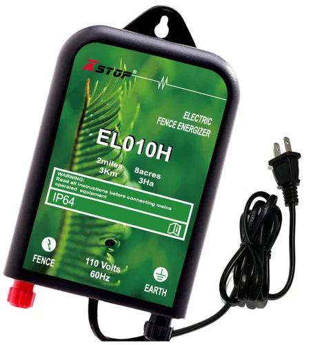 XSTOP EL010H - Cargador eléctrico para valla eléctrica de 2 millas de baja impedancia, salida de energizador de 8500 V 0.1 julio, mejor para perros,