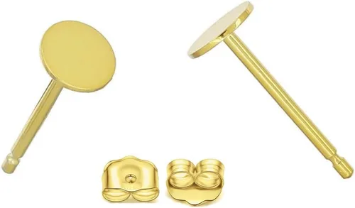 Miniatura 3 de Adabele - 8 pendientes de plata de ley chapada en oro amarillo real, 0.028 in, pin de 0.118 in (0.12 pulgadas), pegamento pequeño en almohadilla