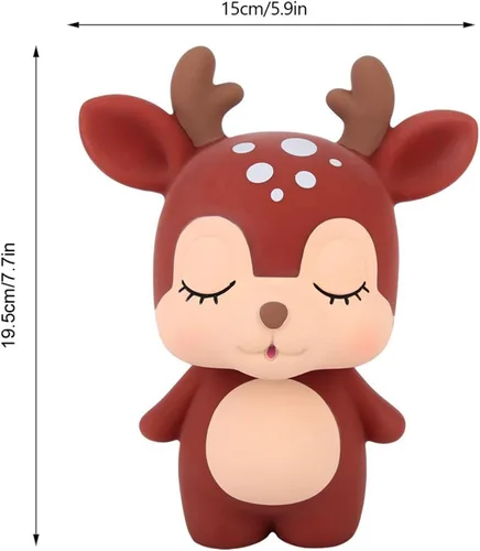 Miniatura 9 de Alcancía, Marrón Forma De Dibujos Animados Innovador Niño Niño Niña Caja Olla Casa Deco ion IRL Supvox Ciervo Ahorro De Dinero