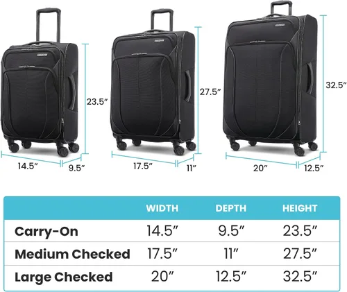 Miniatura 7 de American Tourister 4 KIX 2.0 - Colección de maletas con ruedas giratorias de lado blando, Negro, Juego de 2 piezas (maleta de manomediana)