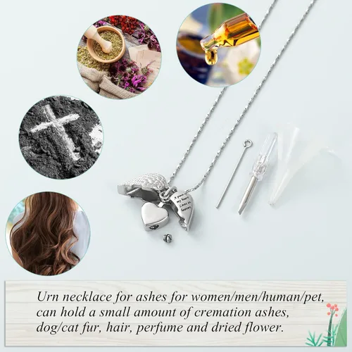 Miniatura 25 de Imrsanl Collar con dije de urna de cremación en forma de corazón para cenizas humanas – Un pedazo de mi corazón vive en el cielo