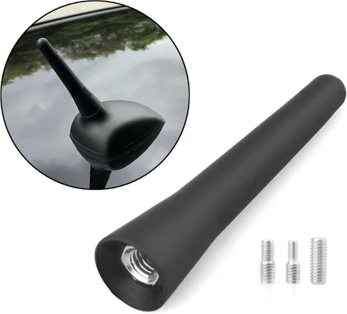 Antena universal de repuesto para automóvil de 2.5 pulgadas, color negro, recepción optimizada de FM/AM, mini antena corta de aluminio para vehículo