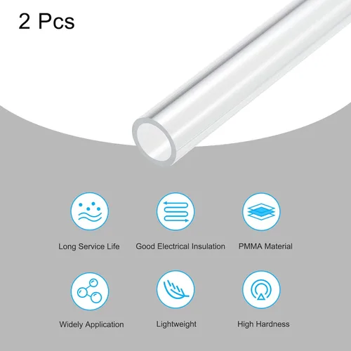 Miniatura 3 de MECCANIXITY Tubo acrílico transparente rígido redondo tubo 0.472 in (1/2") ID 15mm (0.6") OD 10" para lámparas y linternas, sistema de refrigeración
