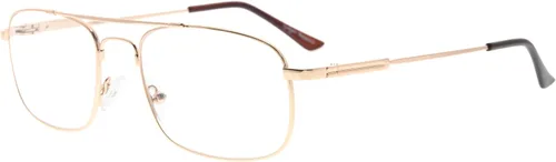 Eyekepper Anteojos de lectura de titanio con memoria para hombre y mujer, puente flexible y lectores de sienes (dorado, +1.25)