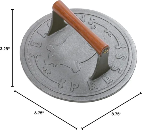Miniatura 4 de Norpro Prensa de tocino de hierro fundido de 8.75 pulgadas con mango de madera, redonda