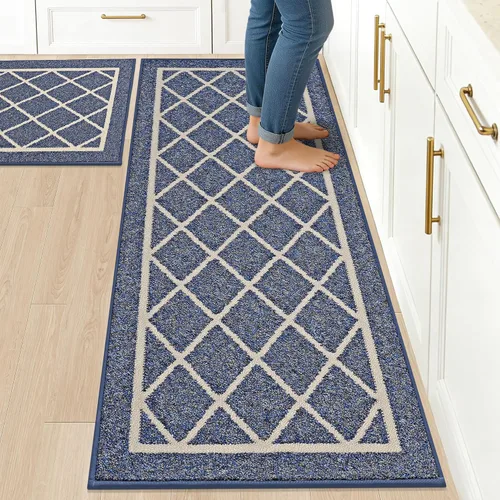 Miniatura 14 de BEQHAUSE - Alfombras de cocina antideslizantes para piso 2 piezas Alfombras de cocina y tapetes antideslizantes lavables Alfombra de cocina