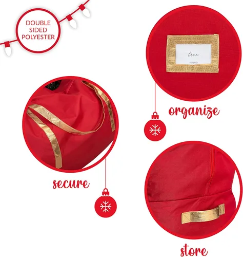 Miniatura 4 de Simplify Bolsa de almacenamiento para decoración navideña, organizador de decoraciones navideñas, sostiene árboles artificiales de hasta 6 pies
