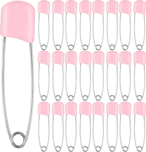 Miniatura 12 de 50 unidades de pines de seguridad para pañales con cabeza de plástico de 5,6 cm, pines de pañal con cierres de bloqueo, acero inoxidable con bolsa