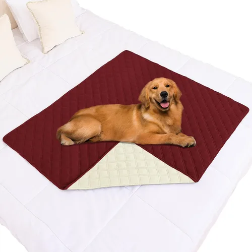 Miniatura 189 de Smiry Funda impermeable para cama de mascota, suave y lavable, para muebles, cama, sofá, reversible, a cuadros (30 x 53 pulgadas, color beige/beige)