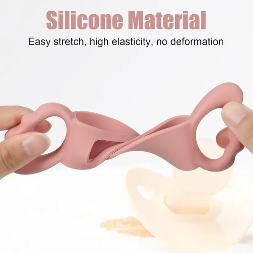Miniatura 3 de Paquete de 3 asas de silicona para biberones, mango de alimentación de cuello ancho, fácil agarre, mango ligero para botella, agarre pequeño