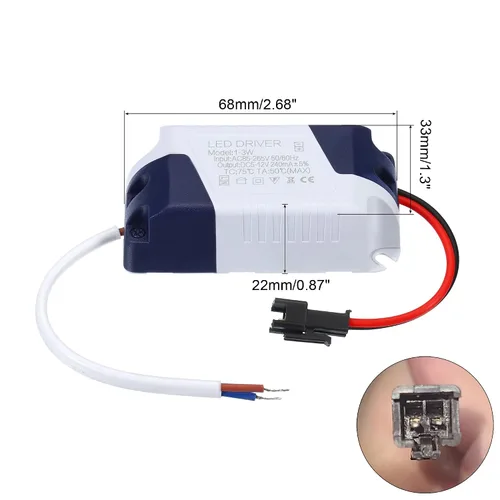 Miniatura 2 de PATIKIL 1-3W 240mA LED Driver, AC 85-265V Salida 5-12V DC Conector macho Conector Rectificador de corriente constante Transformador Fuente